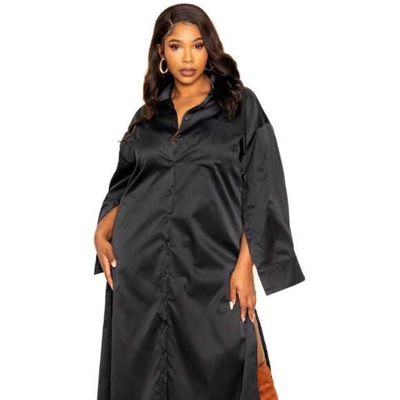 Black Cape sleeve shirt dress - Picture 1 of 2
